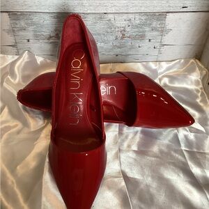 Calvin Klein Glossy Red Heels Size 8.5